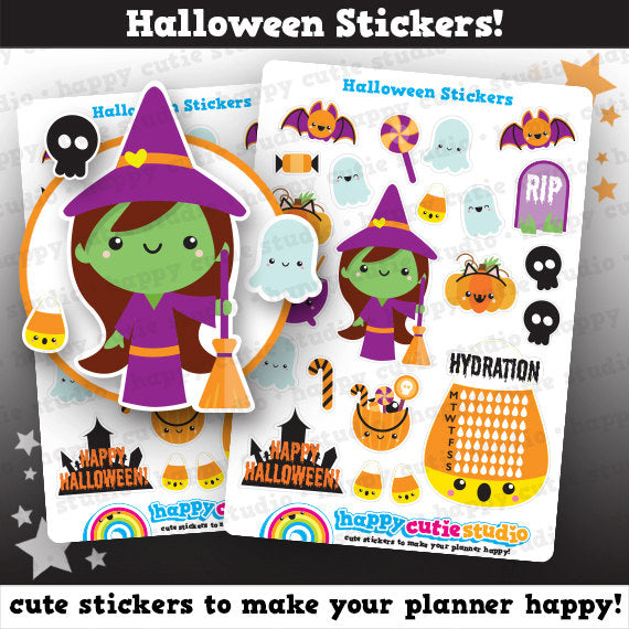 22 Cute Halloween/Spooky/Witch/Pumpkin Planner Stickers