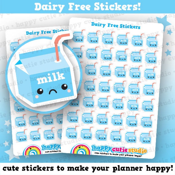 42 Cute Dairy Free/Lactose Free/Diet Planner Stickers