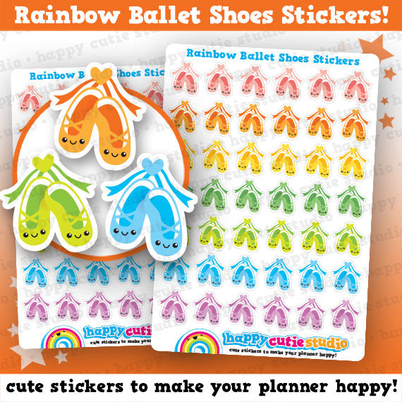 42 Cute Rainbow Ballet Shoes/Lesson Planner Stickers