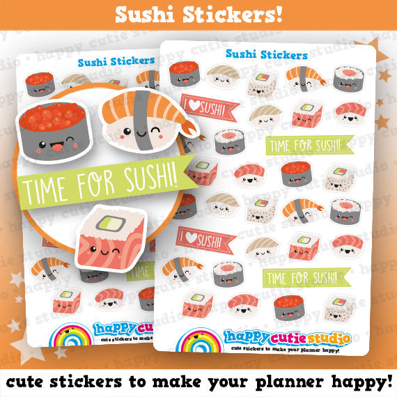 32 Cute Sushi/Food Planner Stickers