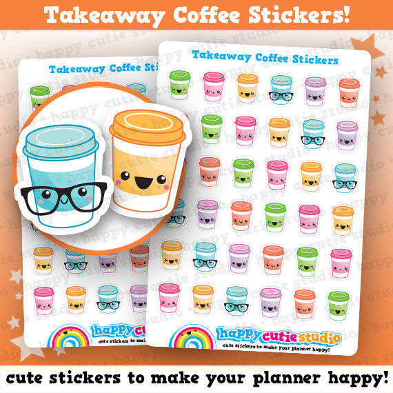36 Cute Takeaway Coffee Cup Planner Stickers