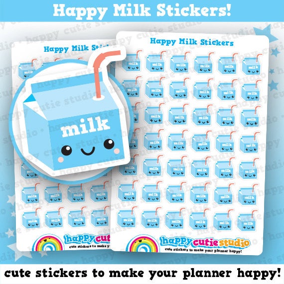 42 Cute Happy Milk Planner Stickers