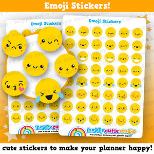 48 Cute Emoji/Emotion/Emoticon/Mood Planner Stickers