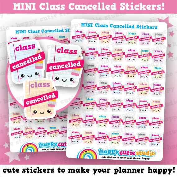49 Cute MINI Class Cancelled/University/School Planner Stickers