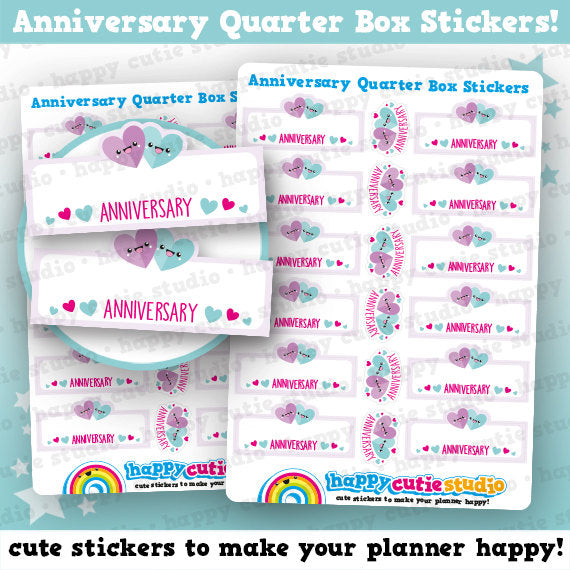 12 Cute Anniversary Quarter Box Planner Stickers