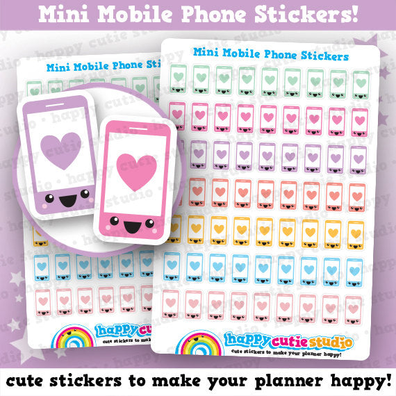 63 Cute MINI Mobile/Cell Phone Planner Stickers