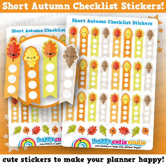 24 Cute Autumn/Fall/Leaves Short Checklist Planner Stickers