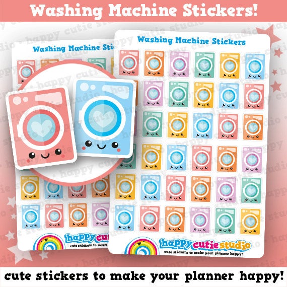 36 Cute Washing Machine/Laundry Planner Stickers