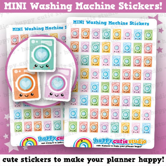 64 Cute MINI Washing Machine/Laundry Planner Stickers