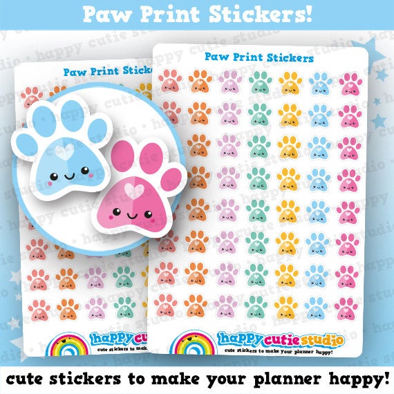 56 Cute Paw Print/Cat/Dog/Animal/Vet Stickers