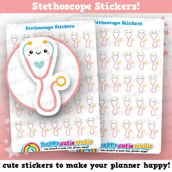 35 Cute Stethoscope/Doctor/Hospital Planner Stickers