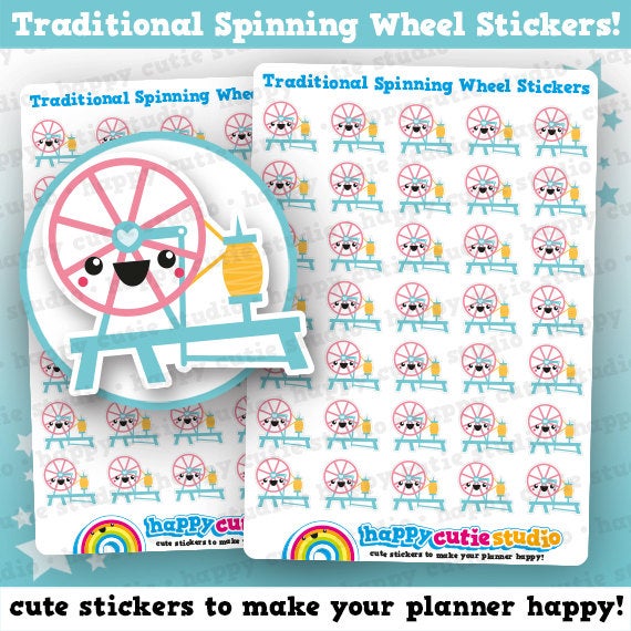 35 Cute Traditional Spinning Wheel Planner Stickers