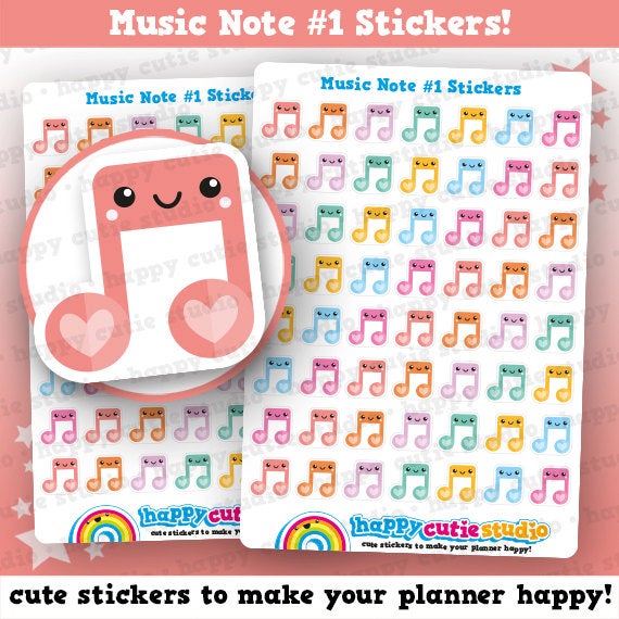 56 Cute Music Note/Musical/Singing/Concert Planner Stickers