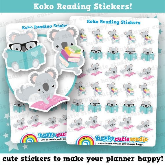 30 Cute Koko the Koala Reading Planner Stickers