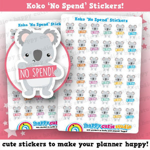 36 Cute Koko the Koala 'No Spend' Planner Stickers