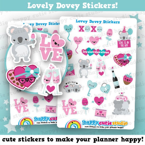 22 Cute Love/Lovey Dovey/Valentine's Day/Date Night Planner Stickers