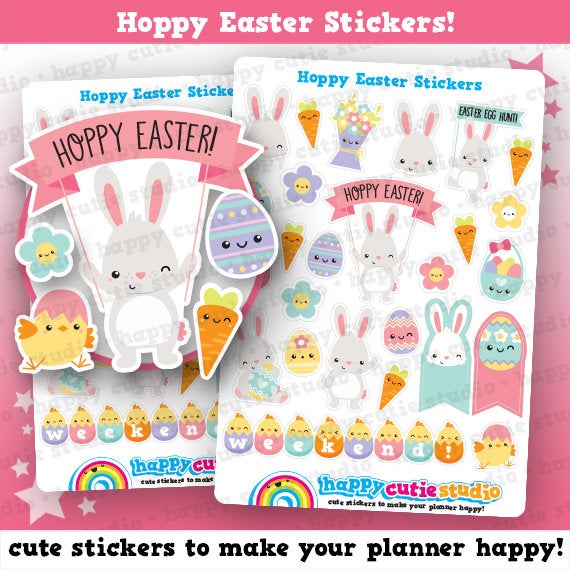 26 Cute Hoppy Easter/Rabbit/Chick Planner Stickers