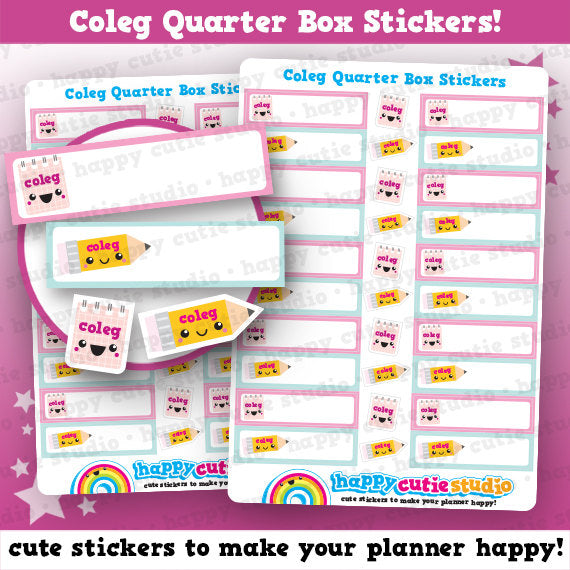 20 Cute &#39;Coleg&#39; Welsh Quarter Box Planner Stickers