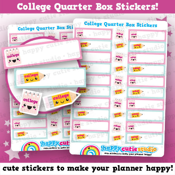20 Cute &#39;College&#39; Quarter Box Planner Stickers