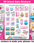 55 Cute UK School Dates/Study/College/ Planner Stickers