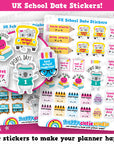 55 Cute UK School Dates/Study/College/ Planner Stickers