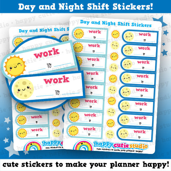 16 Cute Day and Night Shift/Work Planner Stickers