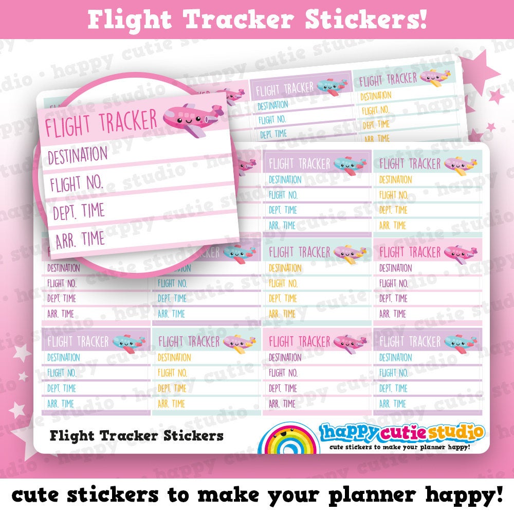 12 Cute Flight Tracker/Holiday/Vacation Planner Stickers