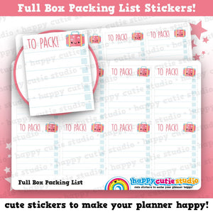 8 Cute Full Box Packing List/Holiday/Vacation/Practical Planner Stickers UK