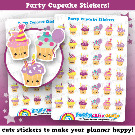 36 Cute Party Cupcake/Cake Planner Stickers