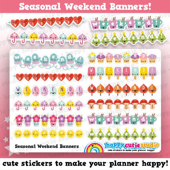 12 Cute Weekend Banners/Functional/Planner Stickers