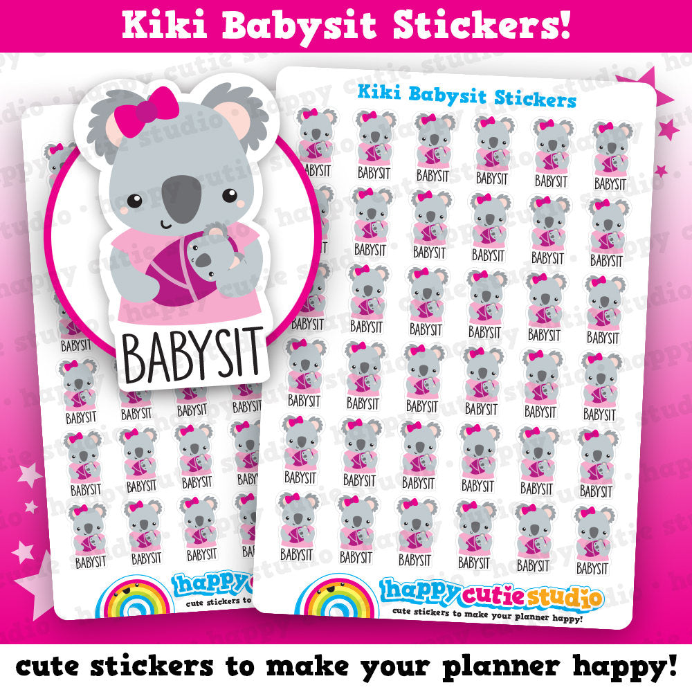 36 Cute Kiki the Koala Babysit/Baby Sit/Childminder Planner Stickers