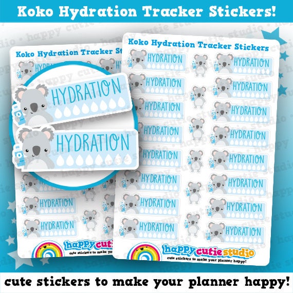 16 Cute Koko the Koala Hydration Tracker Planner Stickers