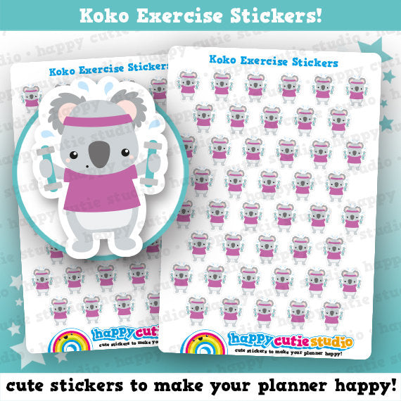 44 Cute Koko The Koala Exercise/Dumbbells/Health Planner Stickers