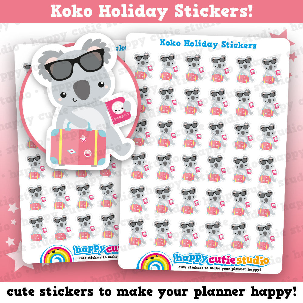 36 Cute Koko the Koala Holiday/Vacation/Break Planner Stickers
