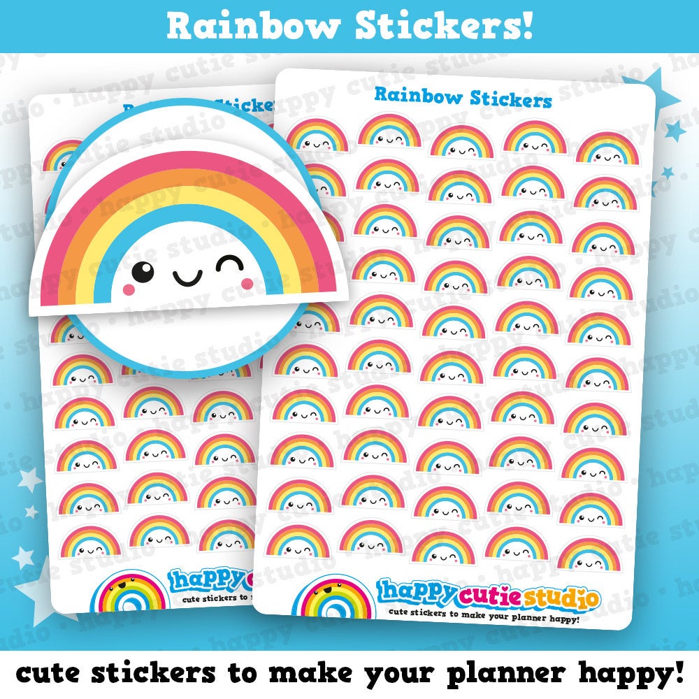 50 Cute Rainbow Planner Stickers