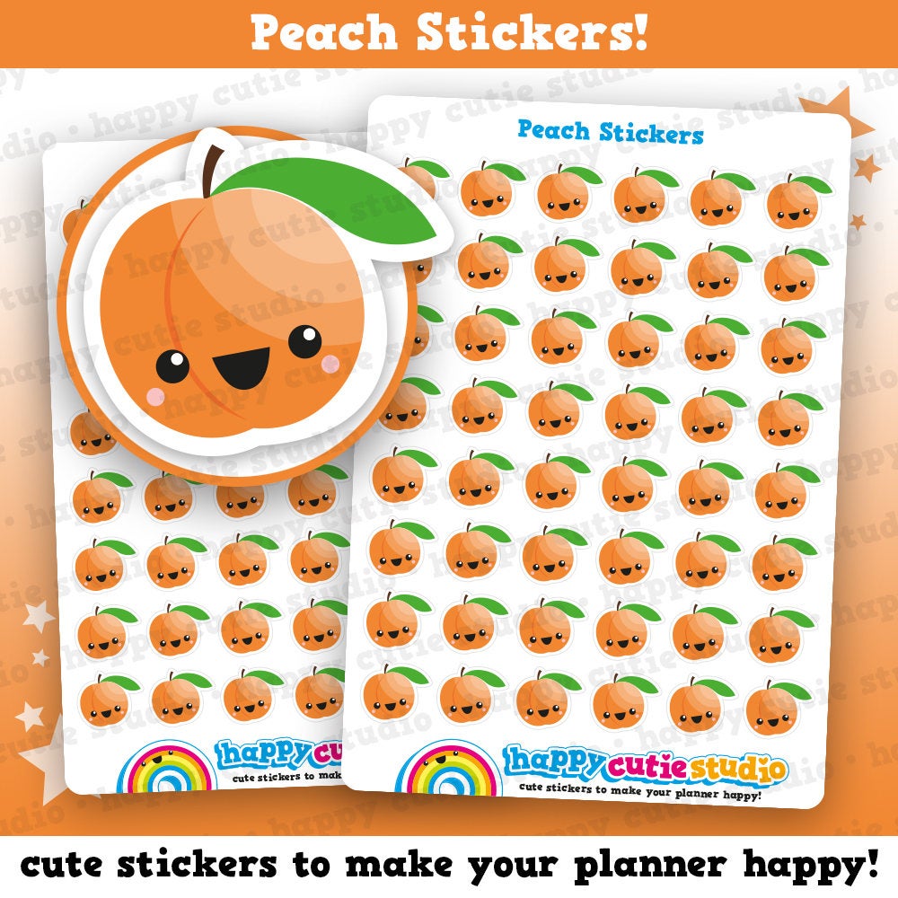 48 Cute Peach/Fruit/Health Planner Stickers