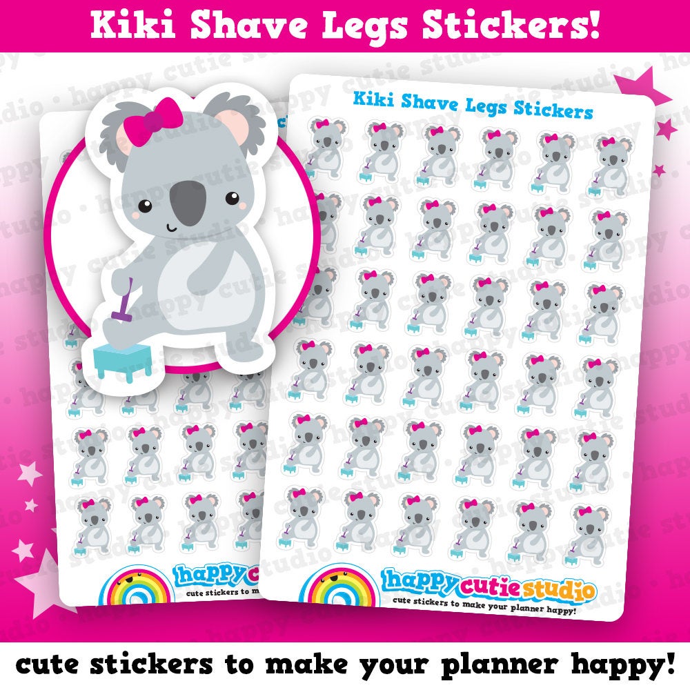 36 Cute Kiki the Koala Shave Legs Planner Stickers