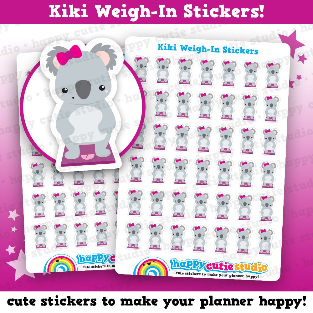 42 Cute Kiki the Koala Weigh-In Planner Stickers
