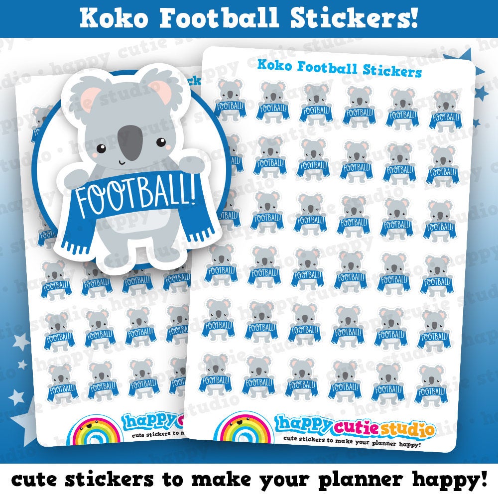 36 Cute Koko The Koala Football/Soccer Planner Stickers