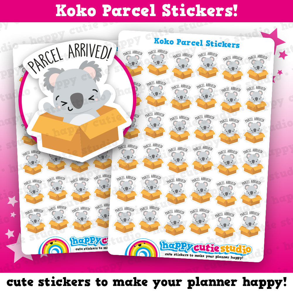 36 Cute Koko the Koala Parcel/Package/Happy Mail Planner Stickers