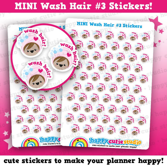 64 Cute MINI Wash Hair #3/Reminder/Shampoo Planner Stickers