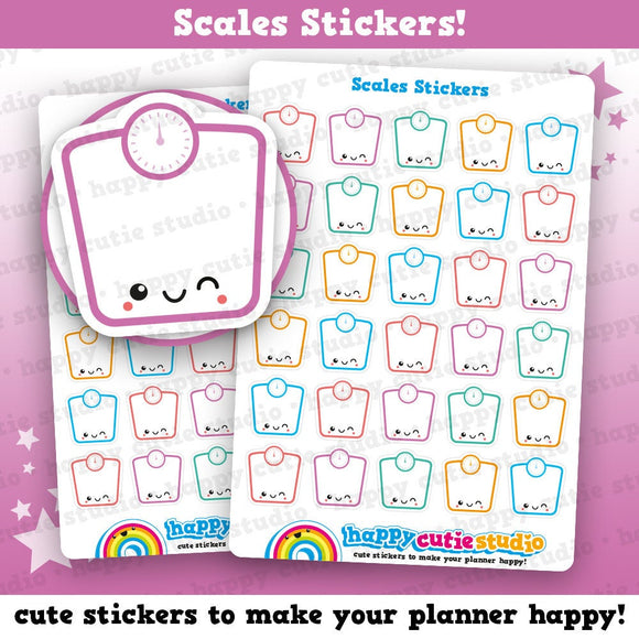 30 Cute Scales, Weight Tracker Planner Stickers