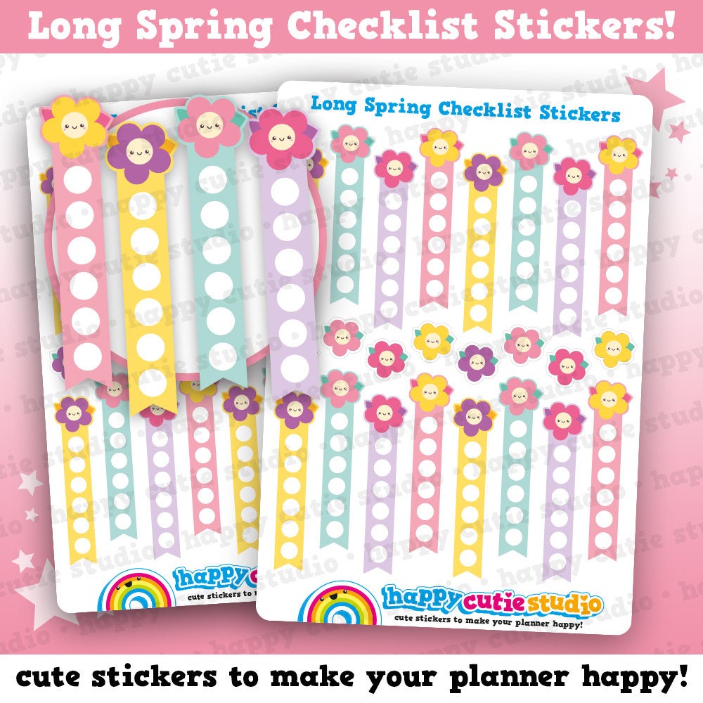 16 Cute Spring/Flowers Checklist Planner Stickers