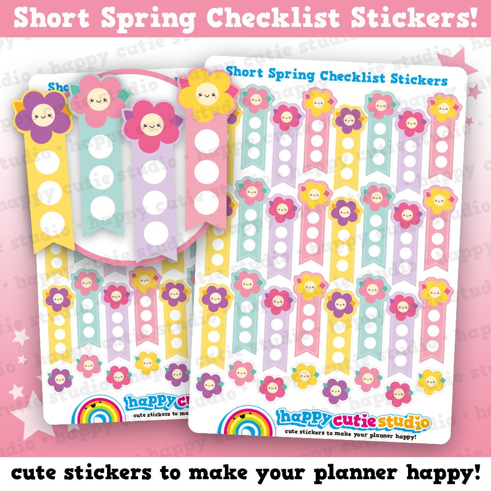 24 Cute Spring/Flowers Short Checklist Planner Stickers