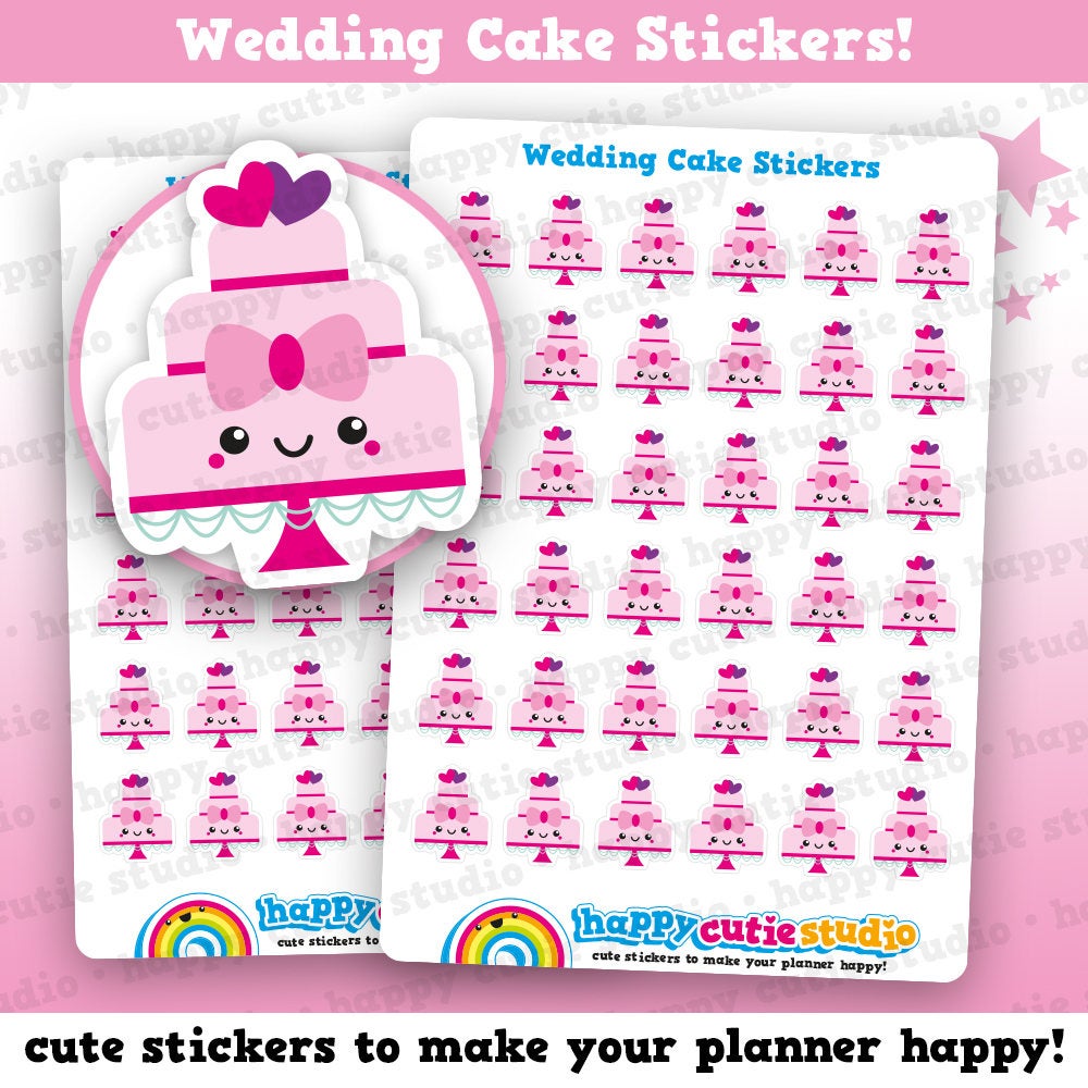 36 Cute Wedding Cake Planner Stickers
