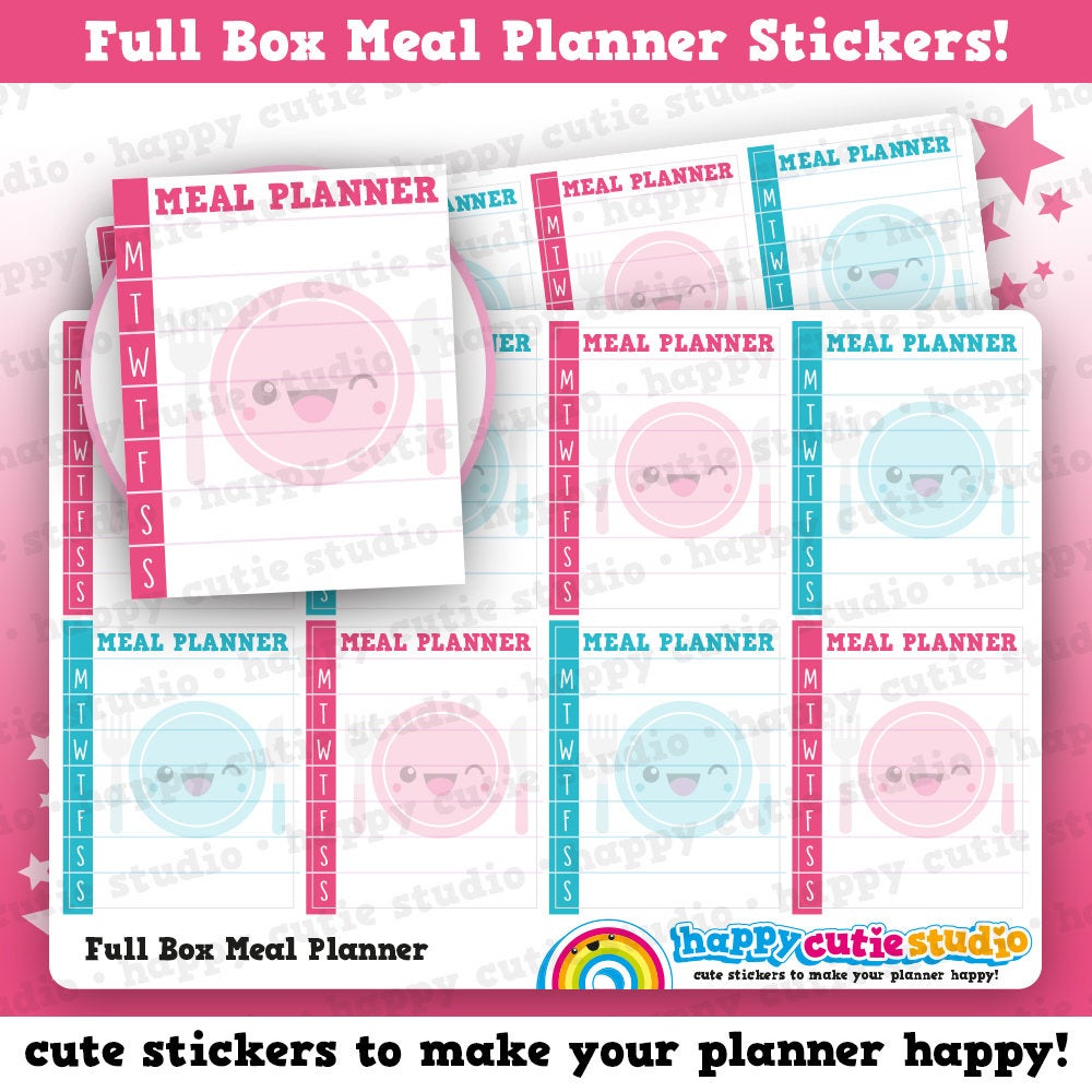 8 Cute Full Box Meal Planner/Food/Meal/Practical Planner Stickers
