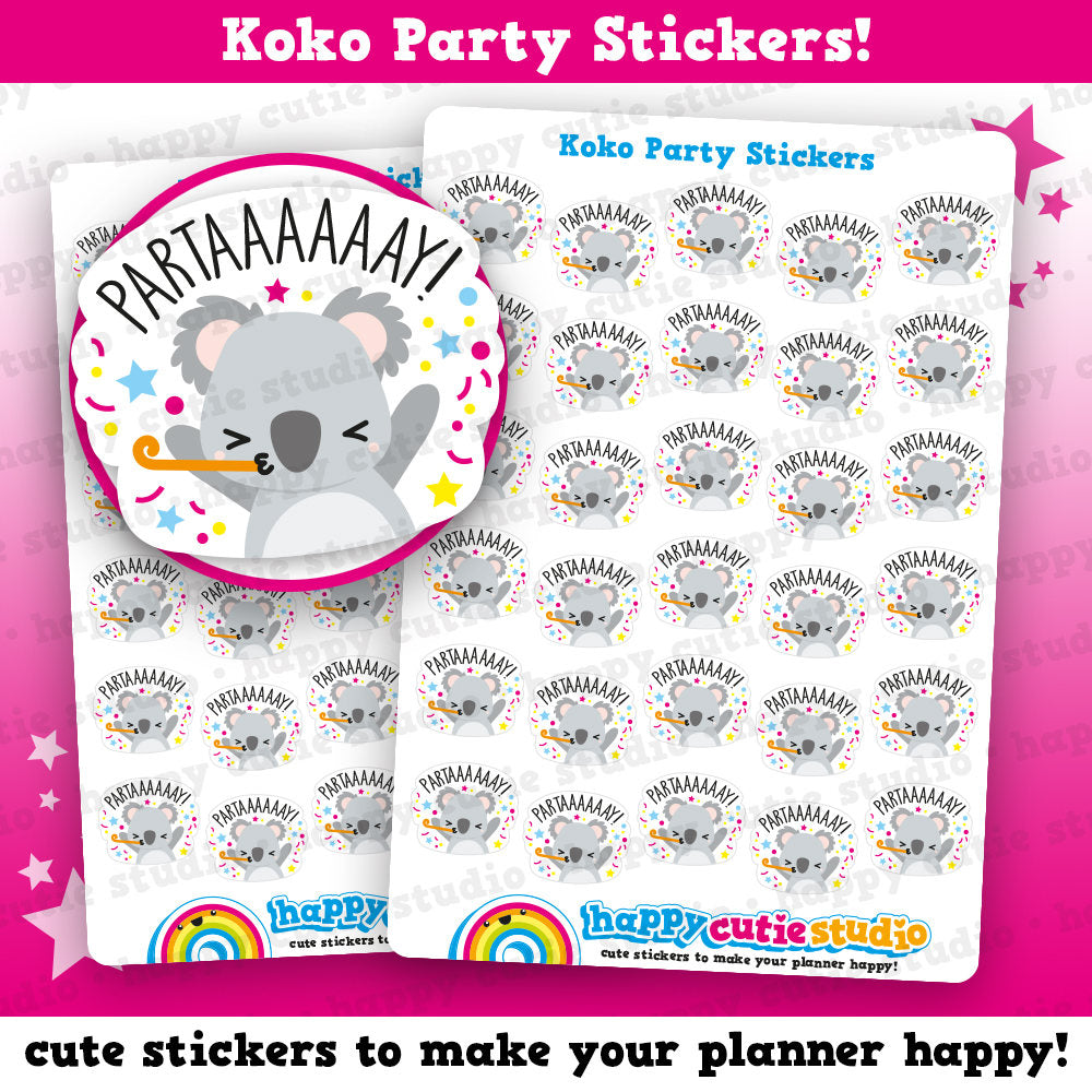 30 Cute Koko the Koala Party/Celebrate/Happy Planner Stickers