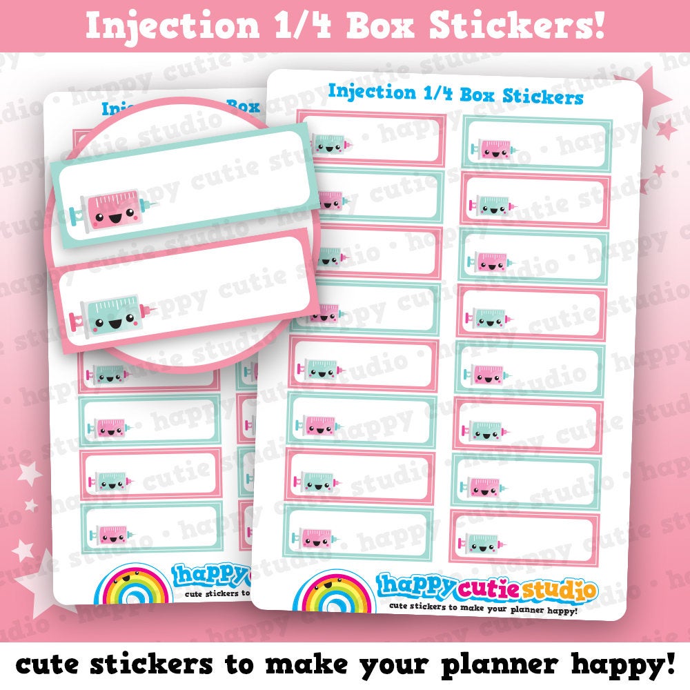 16 Cute Injection Quarter Box/Hospital/Treatment/Medical Planner Stickers