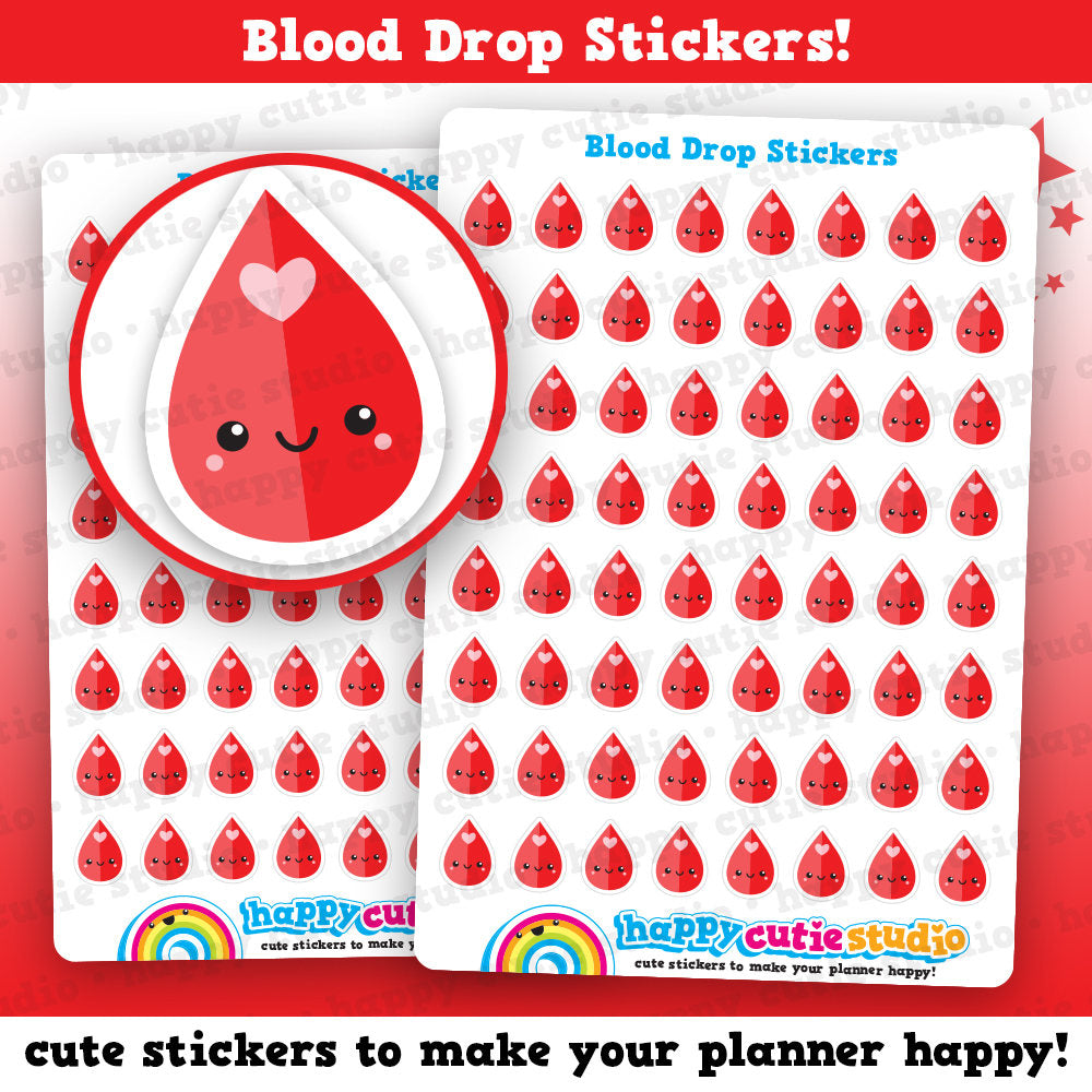 64 Cute Blood Drop/Blood Test Planner Stickers