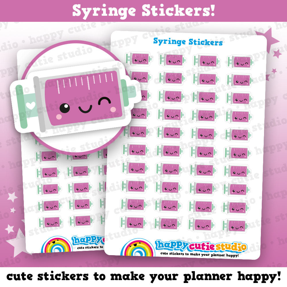 Baby Injection Sticker 40 Cute Syringe/Injection/Medicine/Health Planner Stickers ...